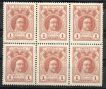 1913 г. 1 коп.Блок из 6 марок , правая верхняя марка Кат. Н.Ф.Мандровского №121 Ка , второй элемент в "П" короткий.**