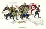 1944 г. Антифашистская пропаганда Политическая Карикатура , Рисунки Американского Художника Артура Зика. Размер 17,8 х11,5 см.